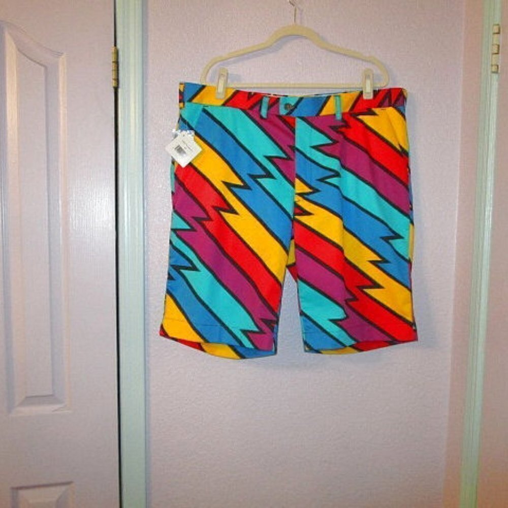 Loudmouth Golf Shorts Mens 42 Captain Thunderbolt Stretch Psychedelic Gorp NWT